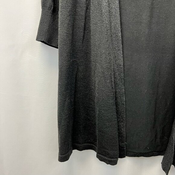 Express Womens Cardigan Sweater Black 3/4 Sleeve Open Front Tight Knit Glitter S - Picture 8 of 11